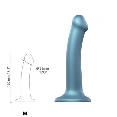 Насадка для страпону Strap-On-Me Mono Density Dildo M Blue, діам. 3,3 см, одношаровий силікон, гнучк