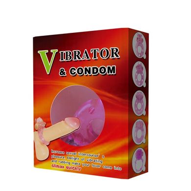 Кольцо с вибрацией и презервативом "Vibrator & condom" BI-010083