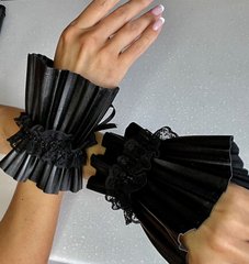 Плісовані манжети-наручники зі шкірозамінника, Черный