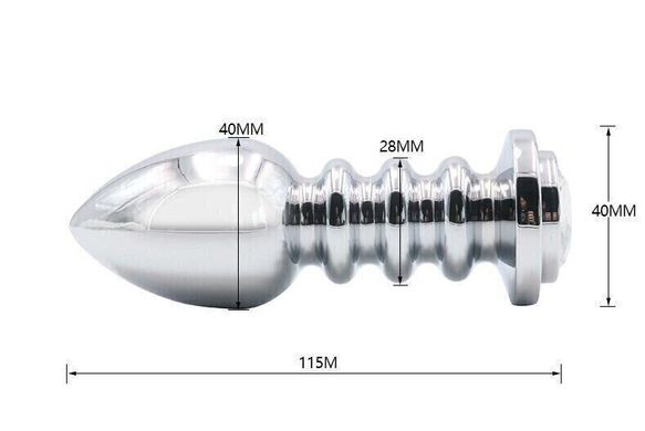 Рифленая анальная пробка с кристалом SKN-MS104 ( длина - 11.5 см, диаметр - 4 см, вес - 182 гр. )