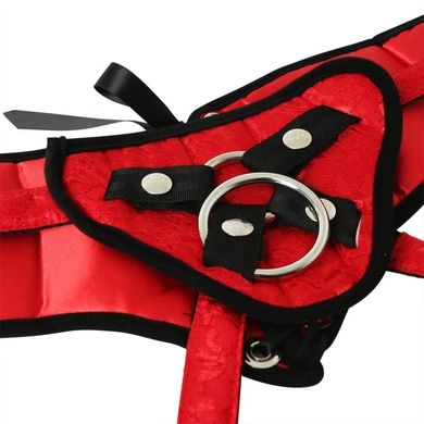 Трусы для страпона Sportsheets - Plus Red Lace w/Satin Corsette Strap On