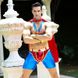 Чоловічий еротичний костюм супермена "Готовий на все Стів" One Size: плащ, портупея, шорти, манжети, Синий/красный