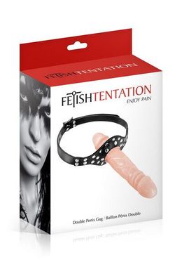 Кляп із подвійним фалоімітатором Fetish Tentation – Double Penis Gag Flesh, Телесный