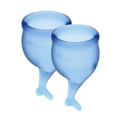 Набір менструальних чаш Satisfyer Feel Secure (dark blue), 15мл і 20мл, мішечок для зберігання